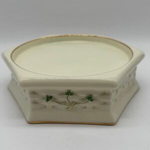 Vintage Lefton Shamrock Basketweave Candle Stand Pedestal Holder Pillar 12386